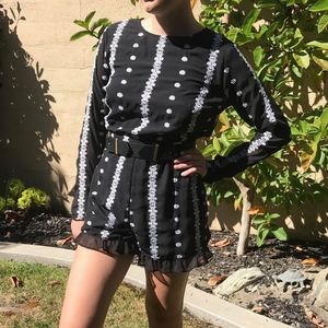 Missguided Black Frill Romper, Size 4